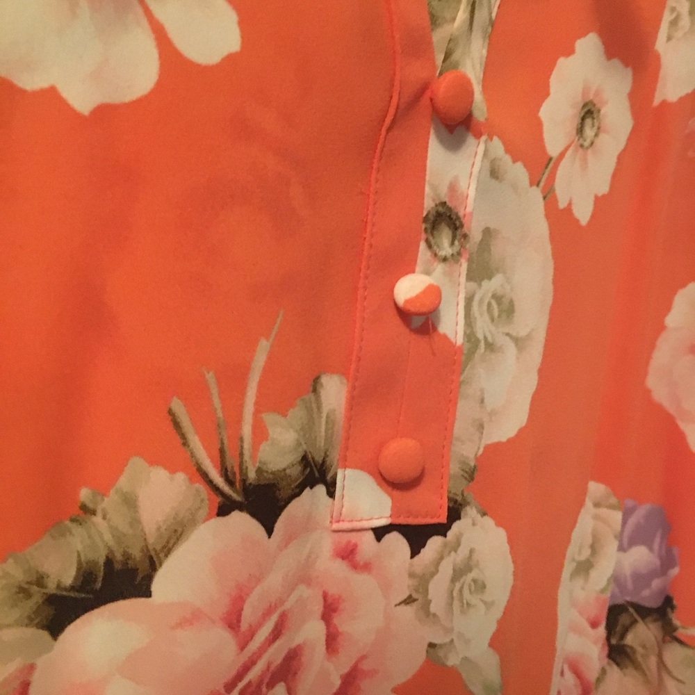 • LOCAL SALE // lauren conrad sleeveless floral coral blouse • - Picture 9 of 9